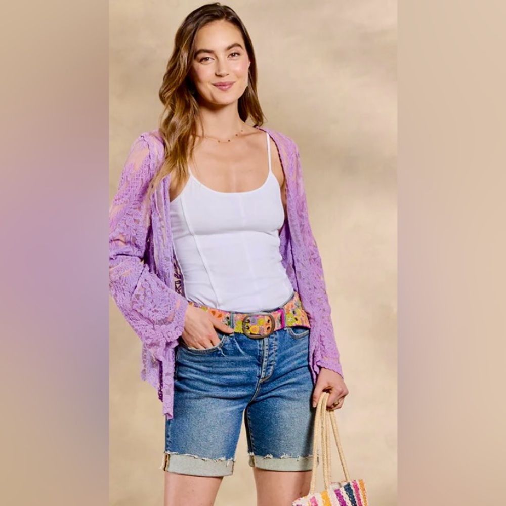 NWT Sundance Mavis Lace Kimono in Lovely Lavender. Size Medium.